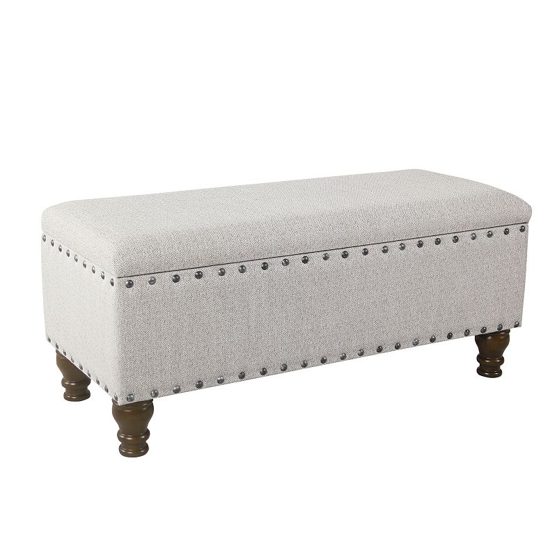 HomePop Nailhead Storage Bench, Grey