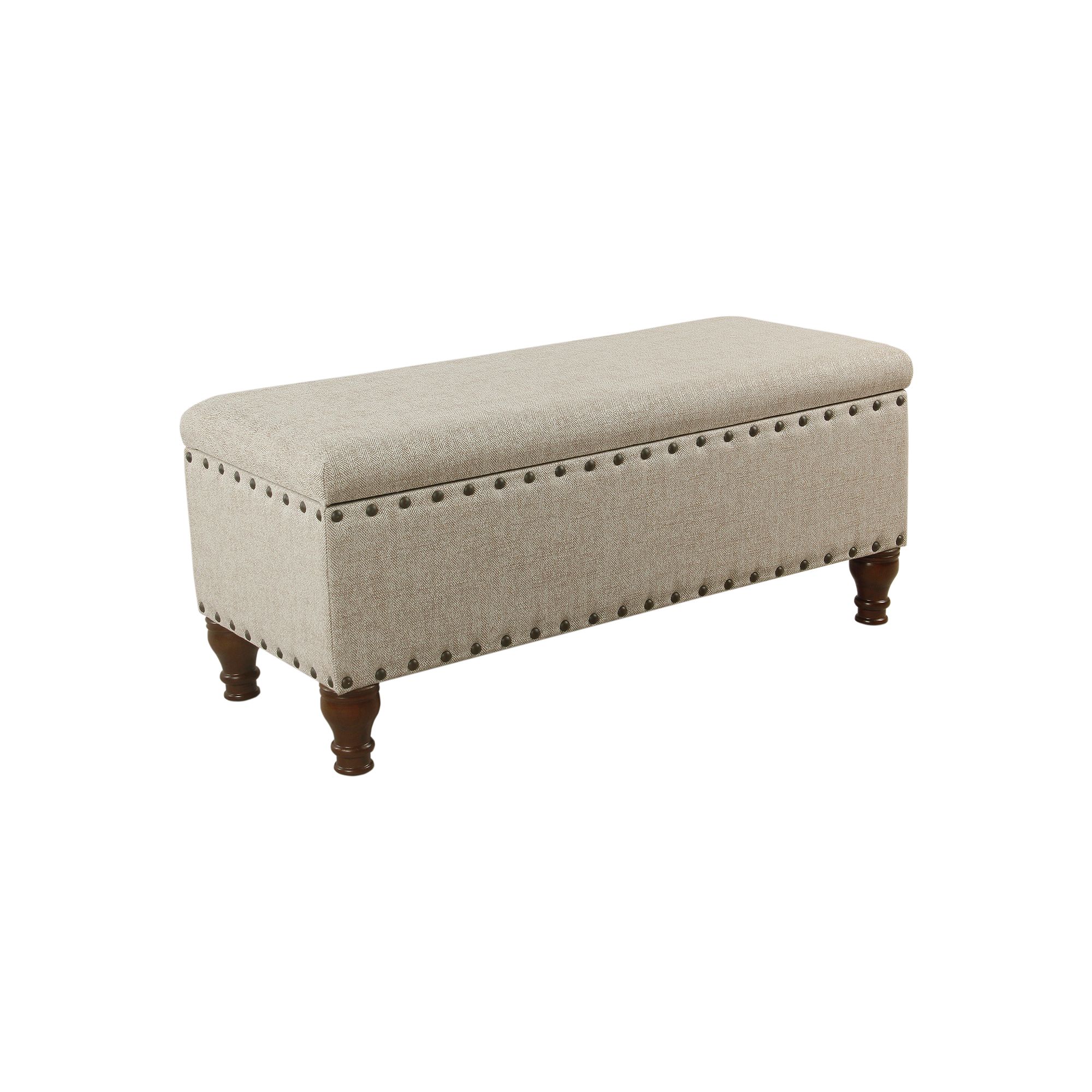 HomePop Nailhead Storage Bench, Brown