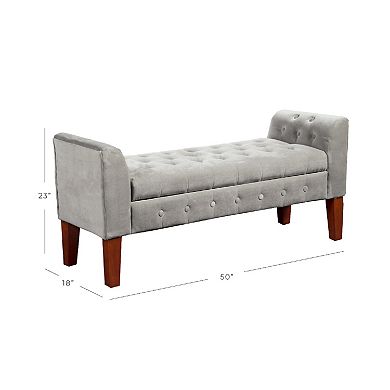 HomePop Tufted Velvet Storage Bench