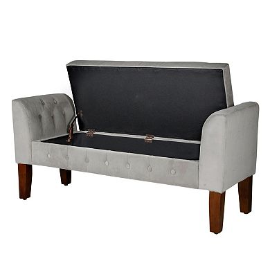 HomePop Tufted Velvet Storage Bench