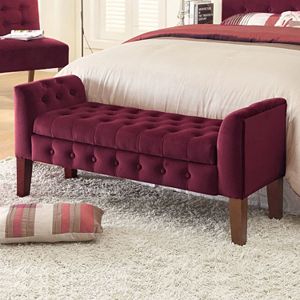 HomePop Tufted Velvet Storage Bench