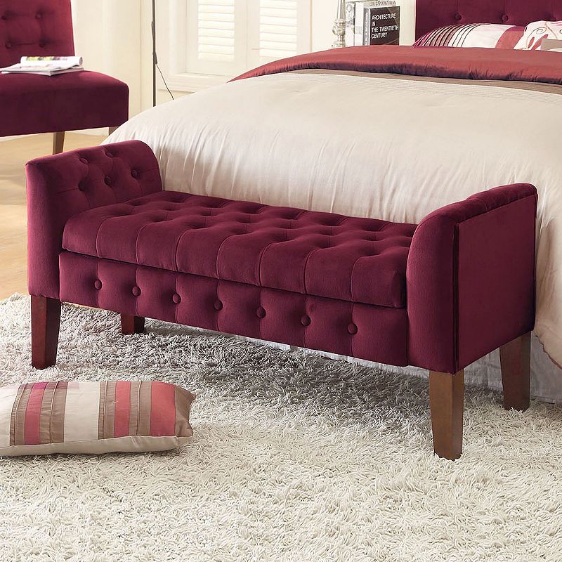 HomePop Tufted Velvet Storage Bench, Purple