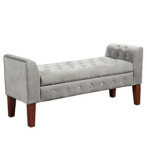 HomePop Tufted Velvet Storage Bench