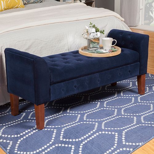 HomePop Tufted Velvet Storage Bench