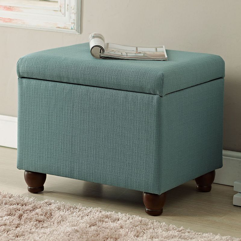 HomePop Linen Storage Ottoman, Turquoise/Blue - 39580135 - Furniture Stay organized and stylish with this comfy storage sku 39580135