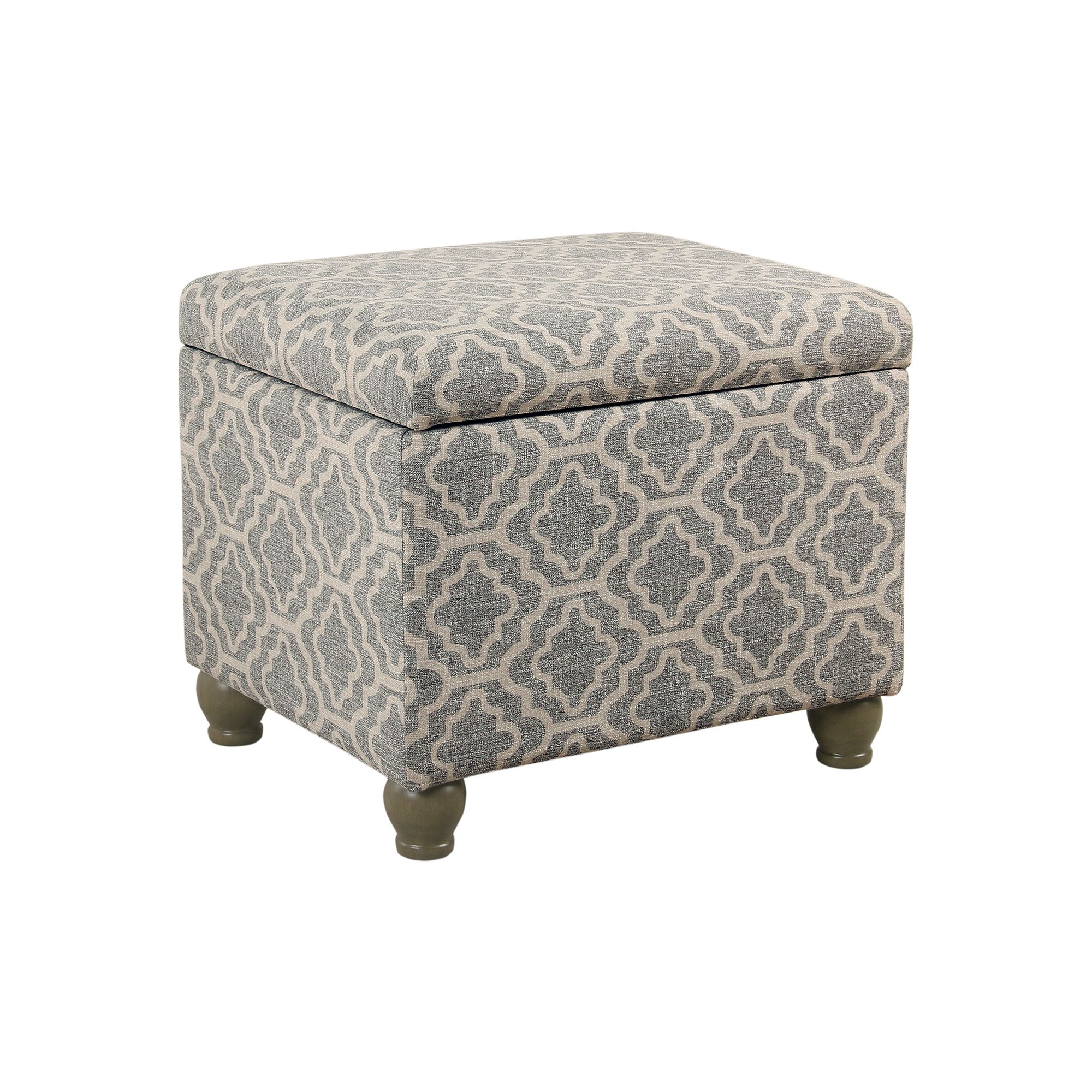 HomePop Linen Storage Ottoman, Gray