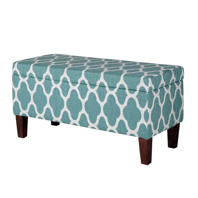 HomePop Geometric Storage Bench, Turquoise/Blue