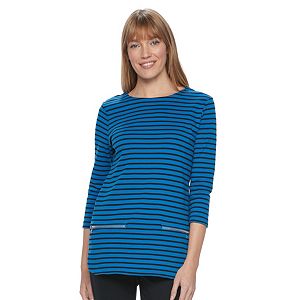 Women's Croft & Barrow庐 Zippered Crewneck Top