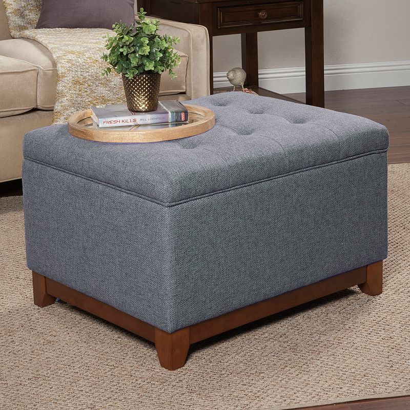 HomePop Chunky Textured Storage Ottoman, Grey