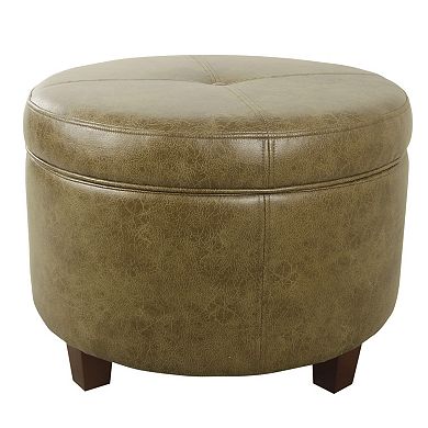 HomePop Large Faux Leatherette Storage Ottoman