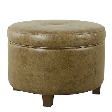 HomePop Large Faux Leatherette Storage Ottoman