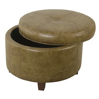 HomePop Large Faux Leatherette Storage Ottoman