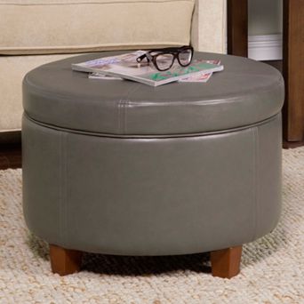 HomePop Large Faux Leatherette Storage Ottoman