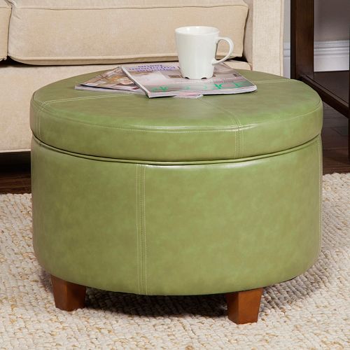 HomePop Large Faux Leatherette Storage Ottoman