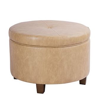 HomePop Large Faux Leatherette Storage Ottoman