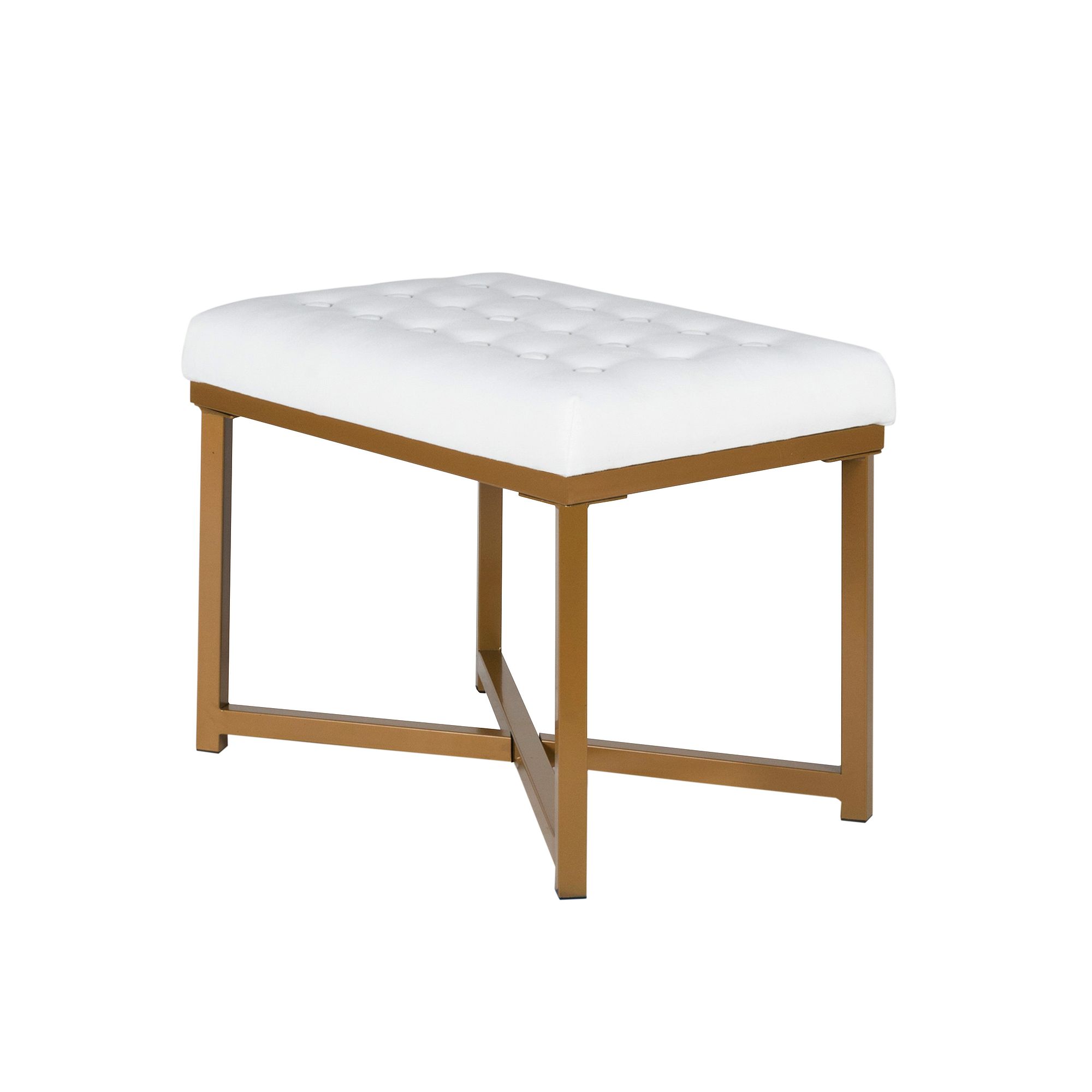 HomePop Metal Ottoman, White