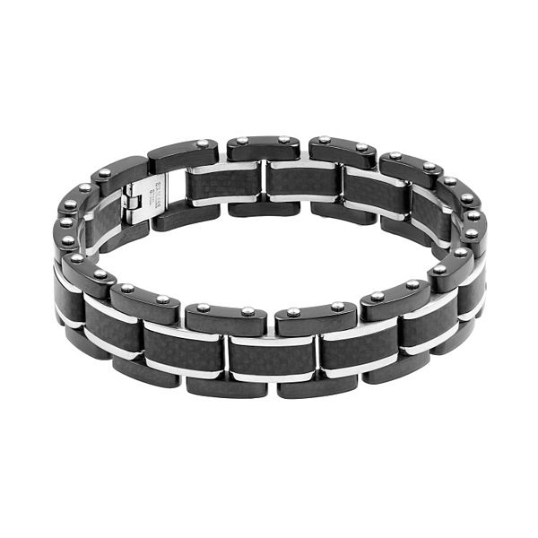 LYNX Men's Carbon Fiber & Stainless Steel Bracelet
