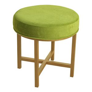 HomePop Green Velvet Circle Ottoman