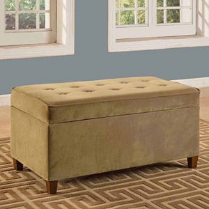 HomePop Faux Microsuede Storage Bench