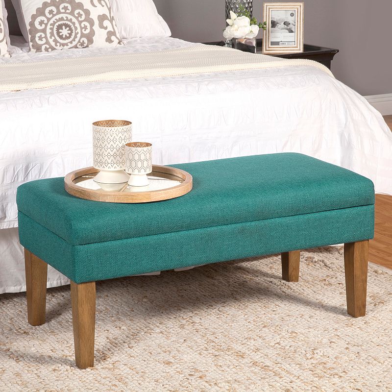 HomePop Textured Storage Bench, Turquoise/Blue