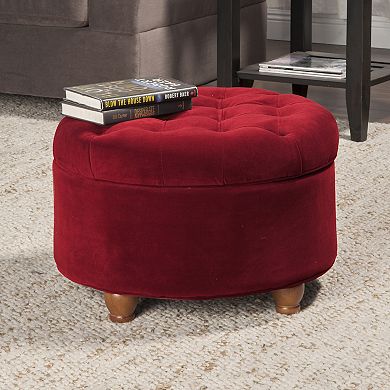 HomePop Button Tufted Round Storage Ottoman