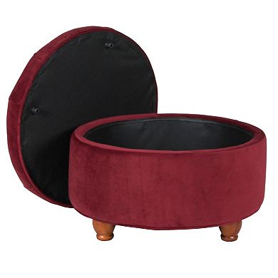 HomePop Button Tufted Round Storage Ottoman