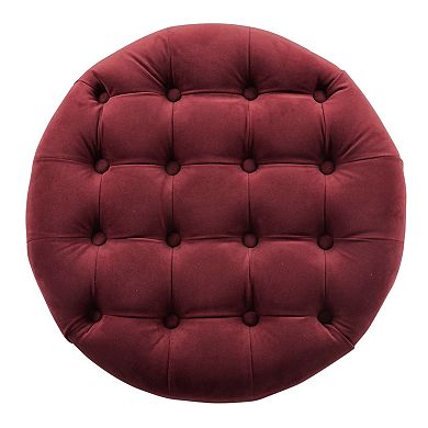 HomePop Button Tufted Round Storage Ottoman