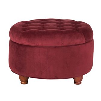 HomePop Button Tufted Round Storage Ottoman