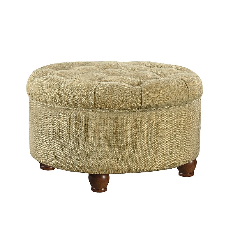 HomePop Button Tufted Round Storage Ottoman, Brown - 39610959 - Furniture With a handsome design and comfortable feel, this  sku 39610959