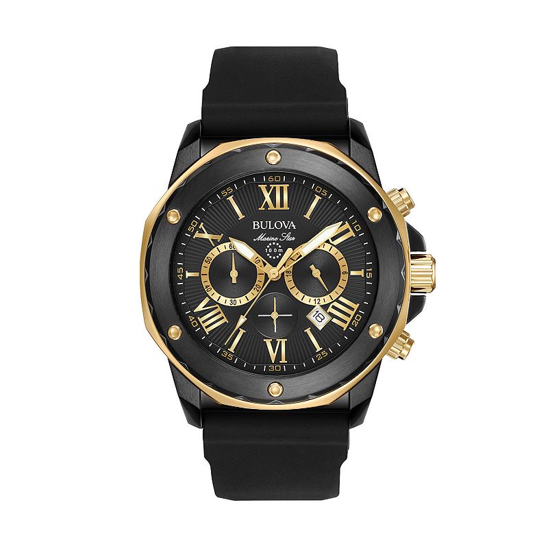 Bulova Men's Marine Star Two Tone Chronograph Watch - 98B278, Black