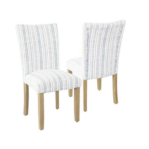 Set of 2 Parson Dining Chair Blue Farmhouse Stripe - HomePop: Upholstered, Foam-Filled, Hardwood Frame