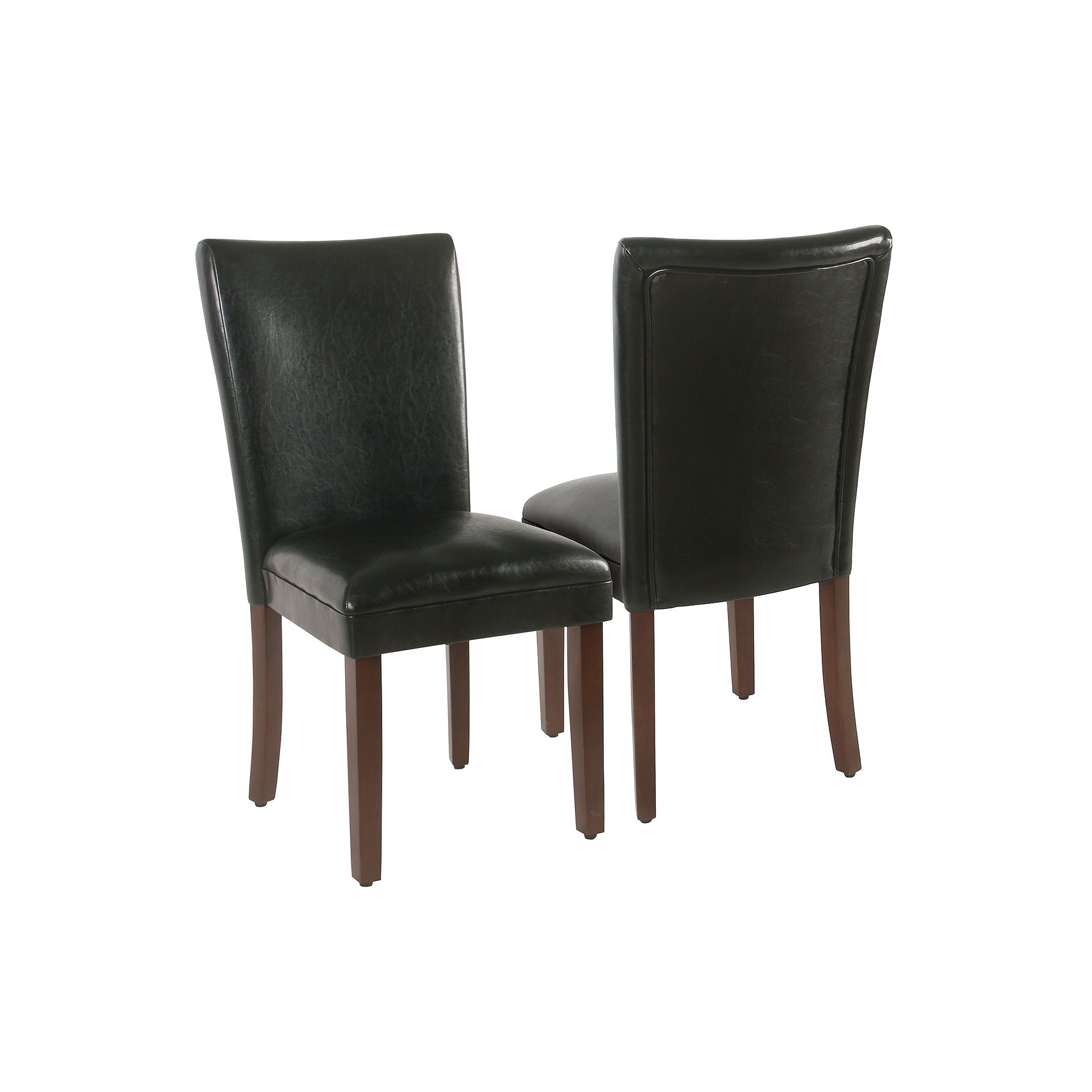 HomePop Parson Padded Dining Chair 2-piece Set, Black Faux Leather
