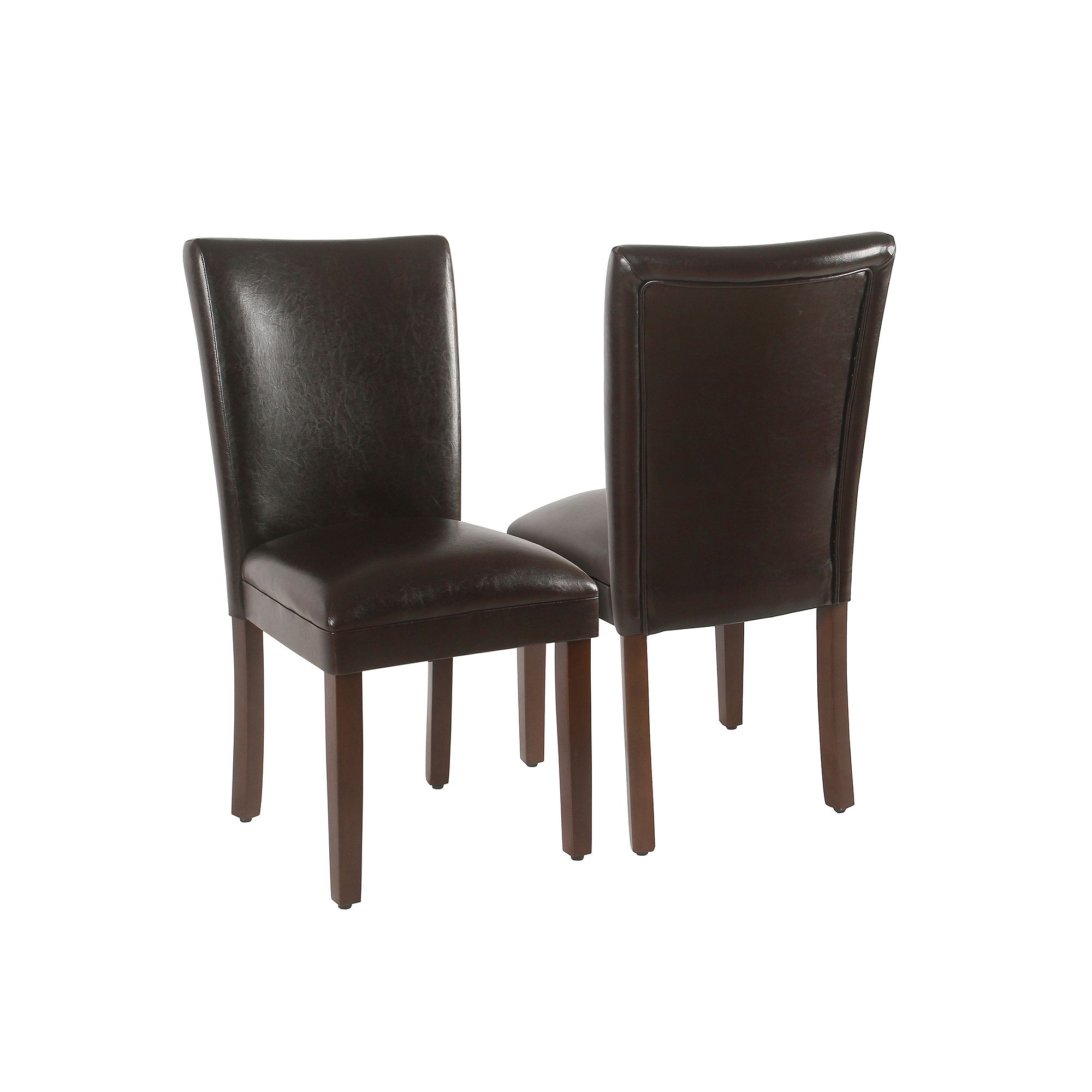 HomePop Parson Padded Dining Chair 2-piece Set, Brown Faux Leather