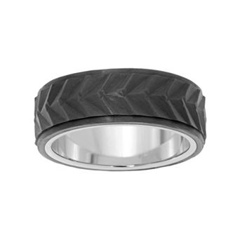 LYNX Men's Chevron Stainless Steel & Carbon Fiber Ring