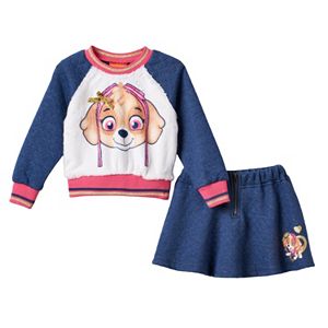 Toddler Girl Paw Patrol Plush Skye Quilted Pullover & Skirt Set