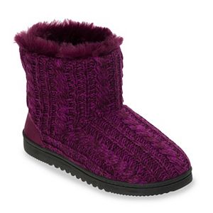 Dearfoams Women's Marled Cable-Knit Memory Foam Bootie Slippers