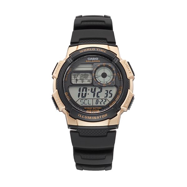 Casio World Time Illuminator Digital Watch 5 Alarms 48 Cities, AE1000W