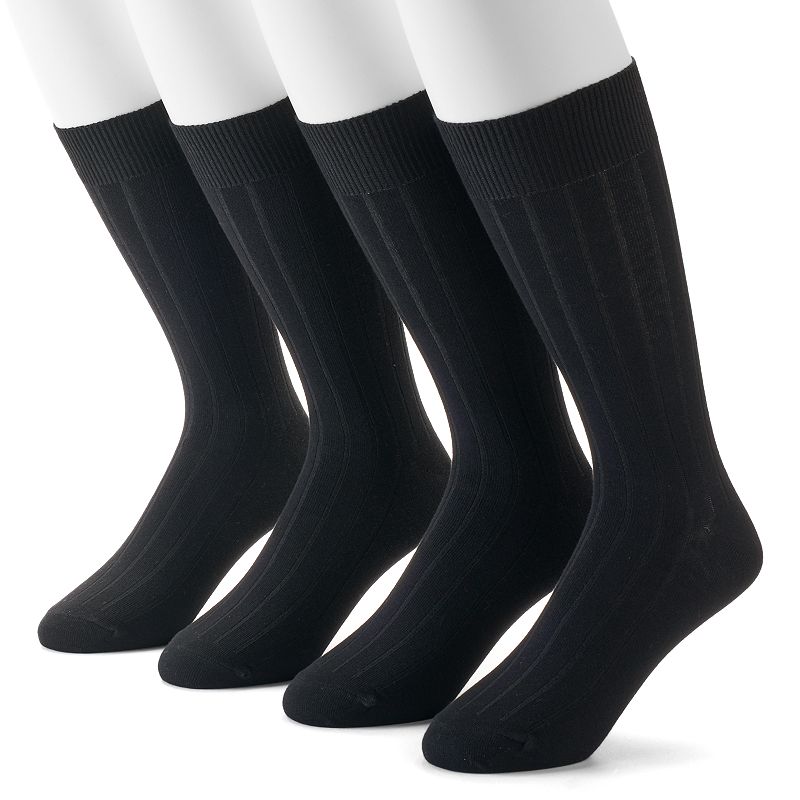 UPC 737899599628 product image for Men's Dockers 4-pack Ribbed Dress Socks, Size: 6-12, Black | upcitemdb.com