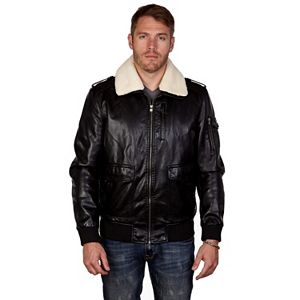 Men's XRAY Sherpa-Collar Faux-Leather Bomber Jacket