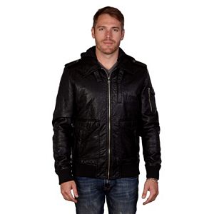 Men's XRAY Hooded Aviator Pleather Jacket