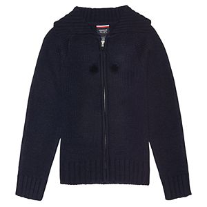 Girls 4-20 French Toast School Uniform Pom-Pom Zip-Up Sweater