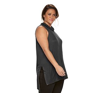 Plus Size Rock & Republic庐 Embellished Drapeneck Tunic