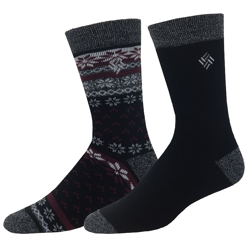 Mens Columbia Thermal Crew Socks, Size: 10-13, Black