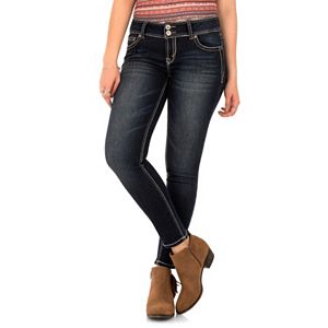 Juniors' Wallflower Luscious Curvy 2-Button Skinny Jeans