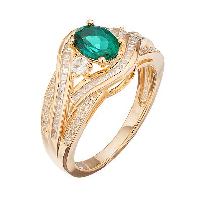 10k Gold 3/8 Carat T.W. Diamond & Emerald Twist Ring