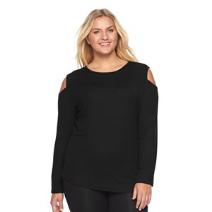 Juniors' Plus Size Mudd® Long Sleeve Cold Shoulder Top