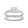 Sterling Silver 1/5 Carat T.W. Diamond Cluster Engagement Ring Set