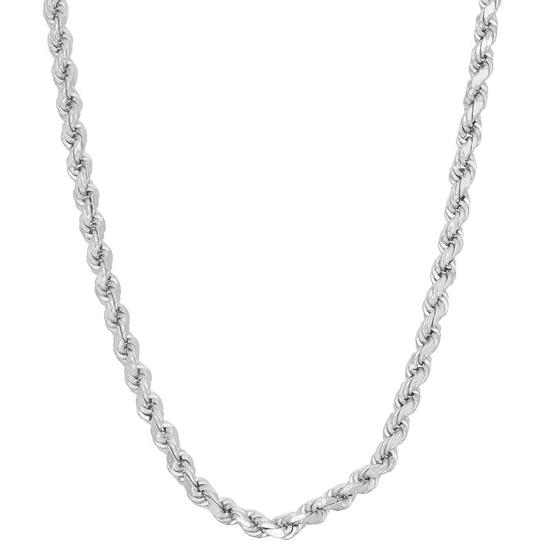 Sterling Silver Rope Chain Necklace, Womens, Size: 24, Grey