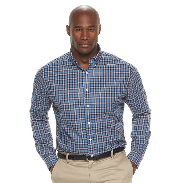 Big & Tall Croft & Barrow® Classic-Fit Grid Easy-Care Button-Down Shirt