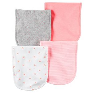 Baby Girl Carter's 4-pk. Print & Solid Burp Cloths